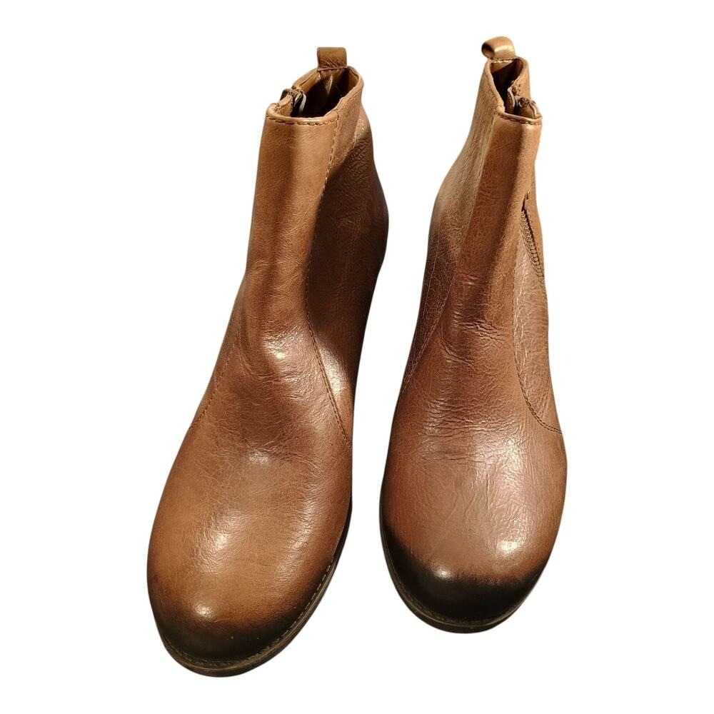 Kelly And Katie Women's Brown Leather Zipper Outside Of Ankle Boots Size 11M